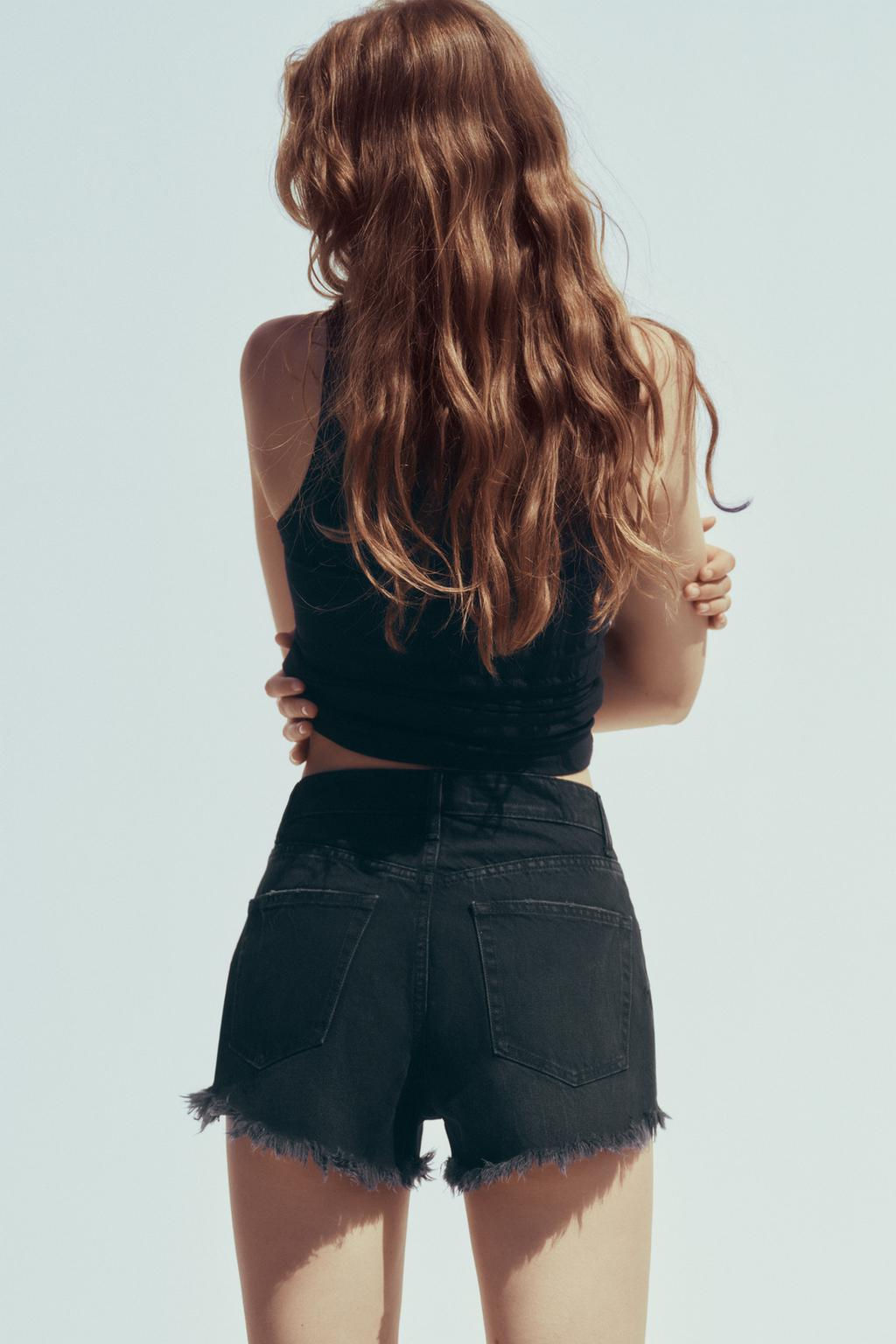 HIGH-WAIST CURVED DENIM SHORTS - Zara фото 25