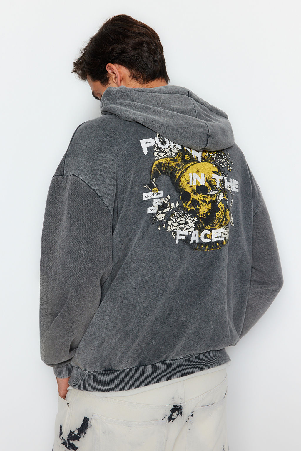 TRENDYOL MAN Haki %100 Pamuk Oversize/Genis Kesim Kapusonlu Soluk Efektli Sweatshirt TMNAW24SW00141 - Trendyolmilla фото 4