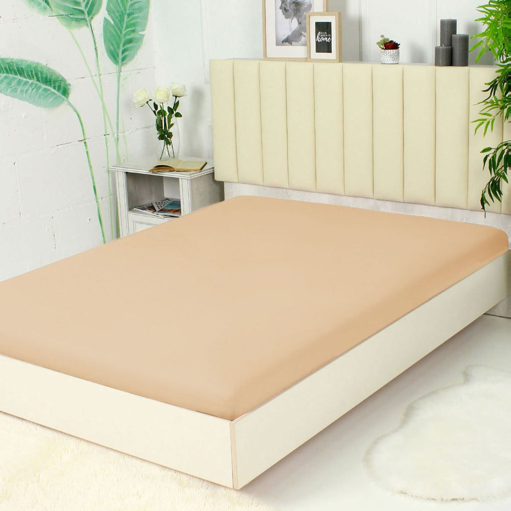 Простыня из сатина гладкокрашенного на резинке - Шампань 140х200х20