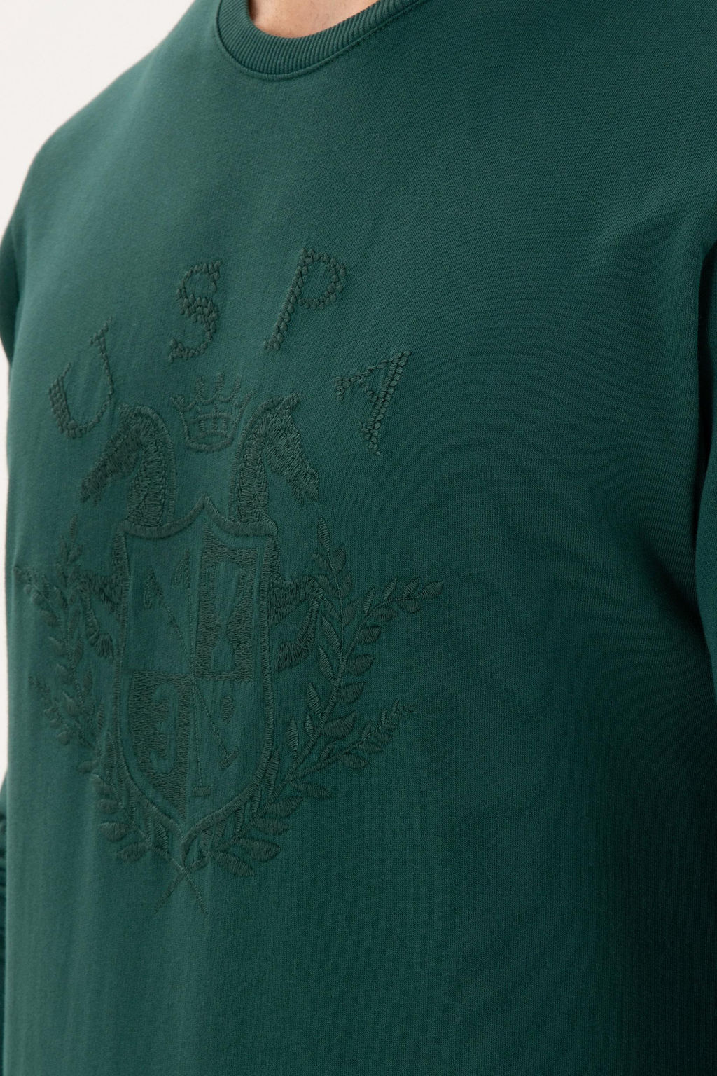 Мужской классический крой с круглым вырезом темно-зеленый свитшот - U.s. polo assn фото 7