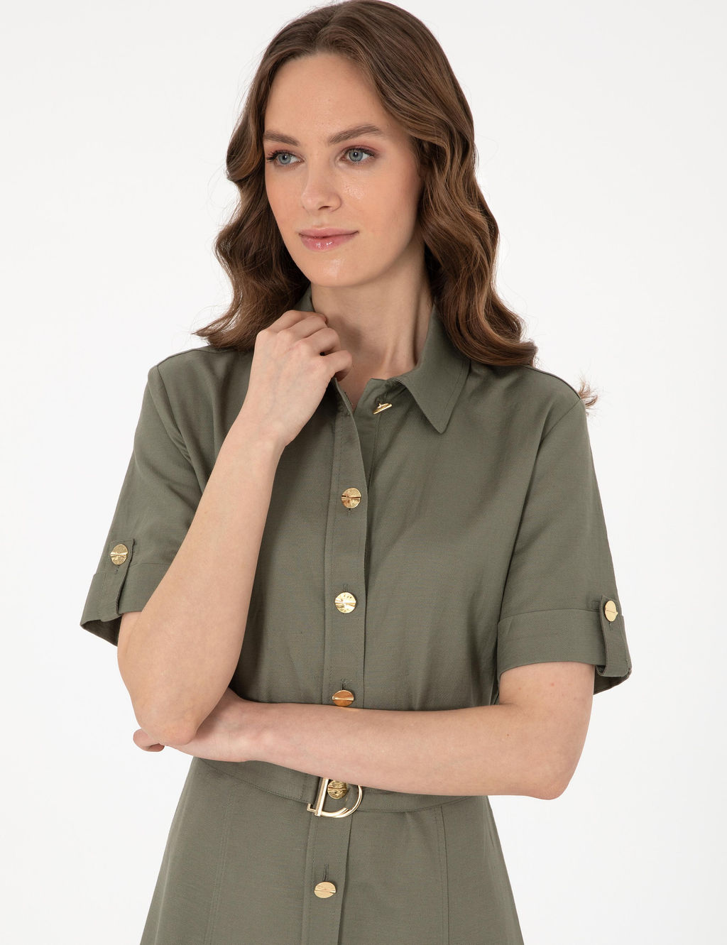 Haki Regular Fit Dokuma Elbise - Pierre cardin фото 2