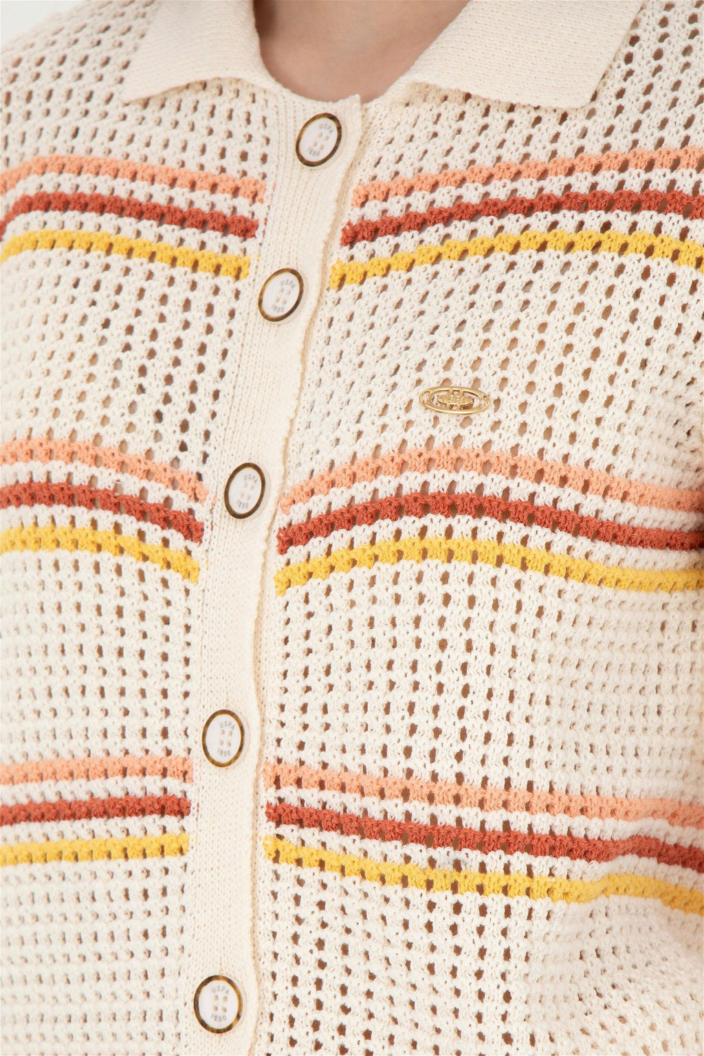 Женский кремовый трикотажный кардиган - U.s. polo assn фото 7