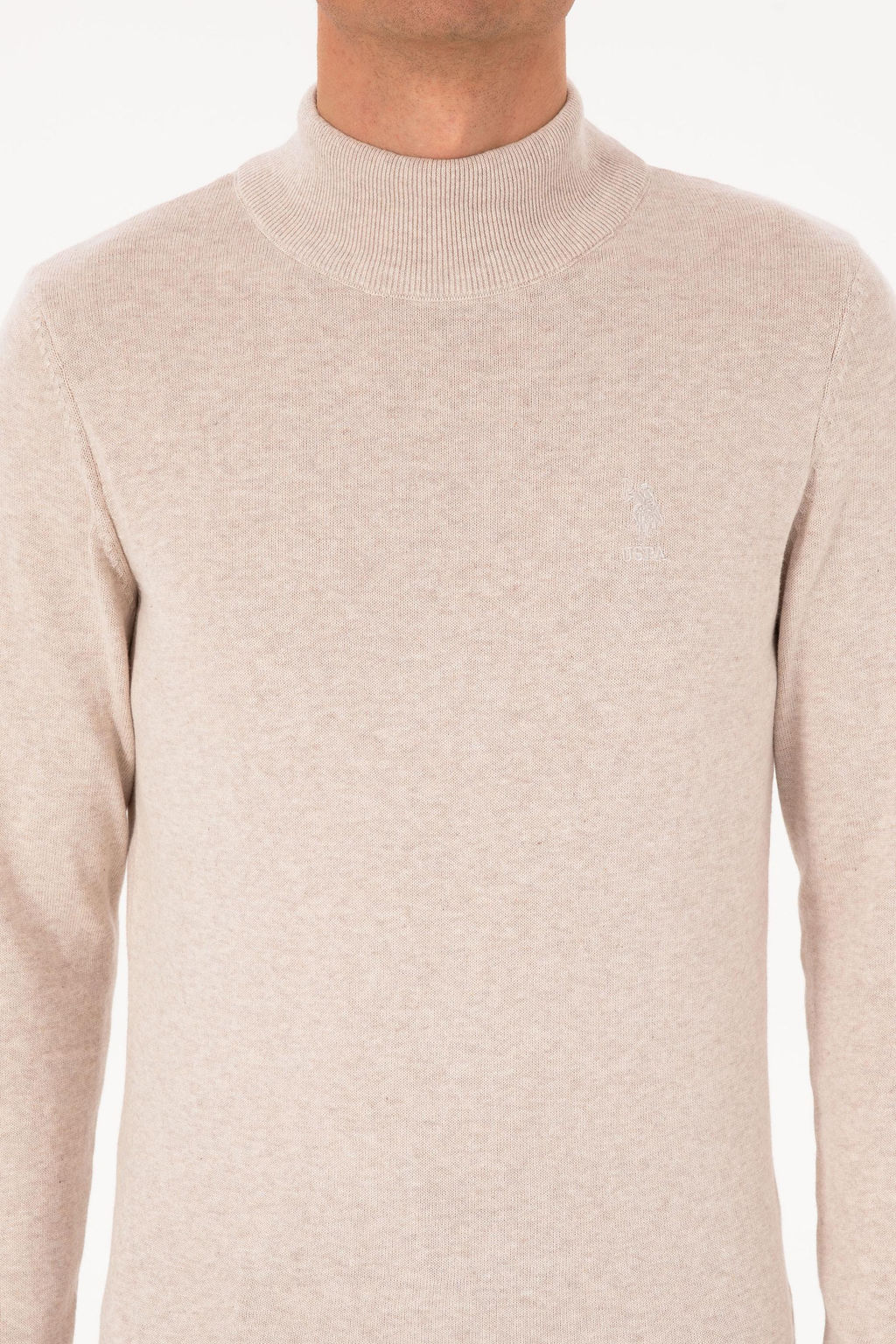 Erkek Slim Fit Yar_m Bal_k__ Yaka Ta_ Basic Kazak - U.s. polo assn фото 6