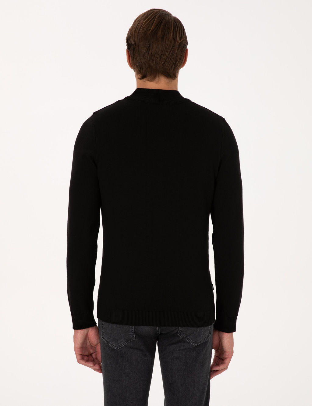 Siyah Slim Fit Yar_m Bal_k__ Yaka Basic Triko Kazak - Pierre cardin фото 5