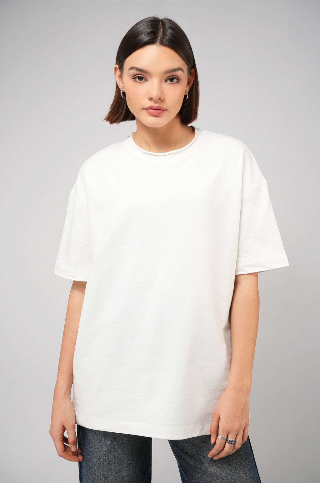 Женская футболка оверсайз из футера двухнитки Happyfox