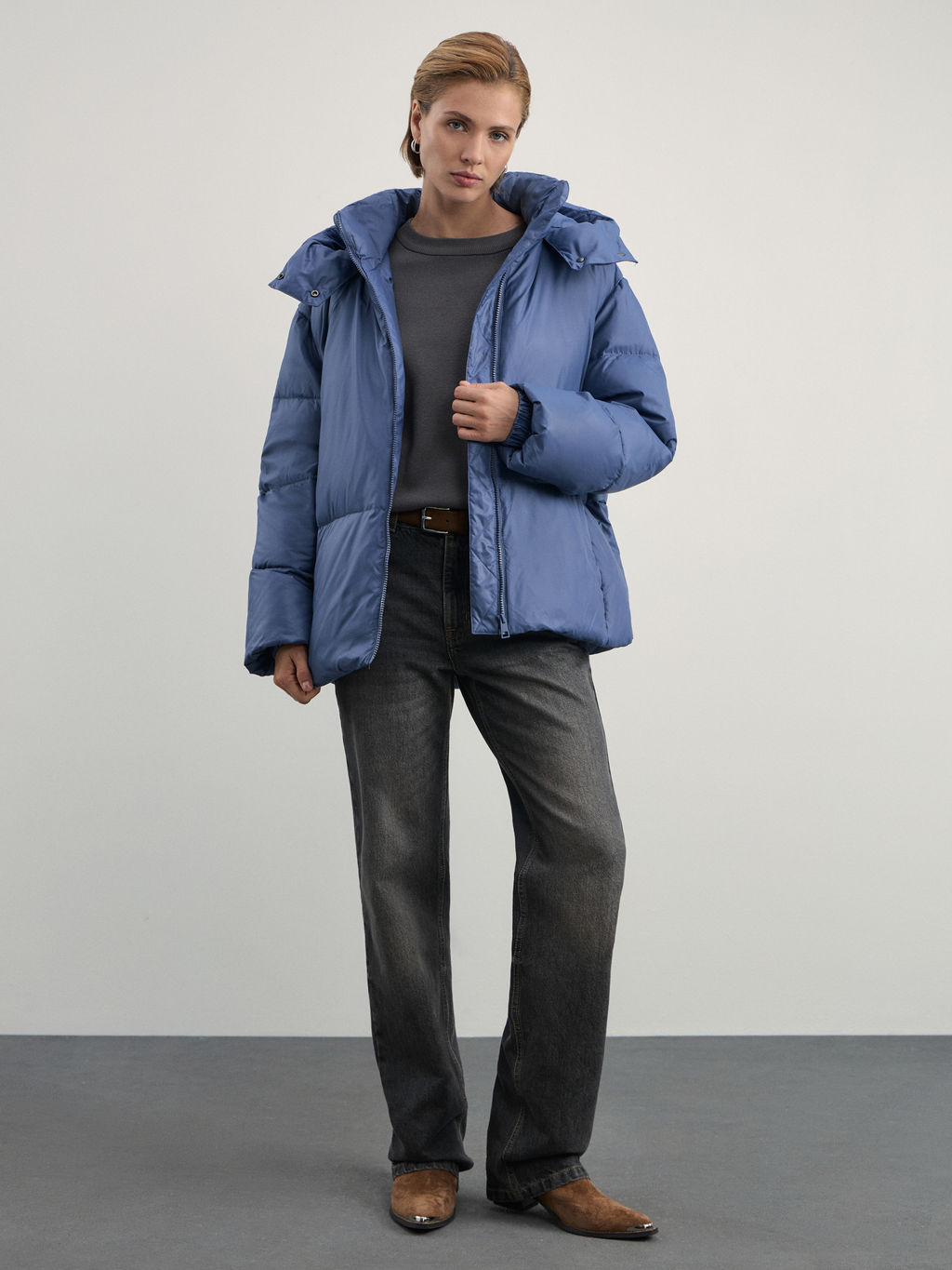 Куртка стеганая с капюшоном на натуральном утеплителе / Zarina  фото 2