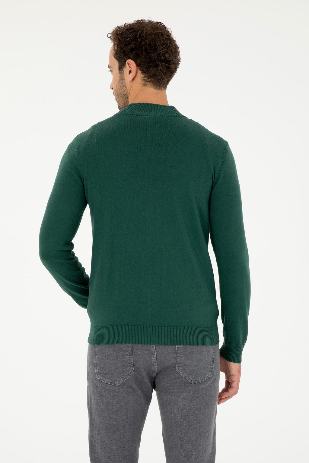 Мужской темно-зеленый базовый трикотажный кардиган - U.s. polo assn фото 5