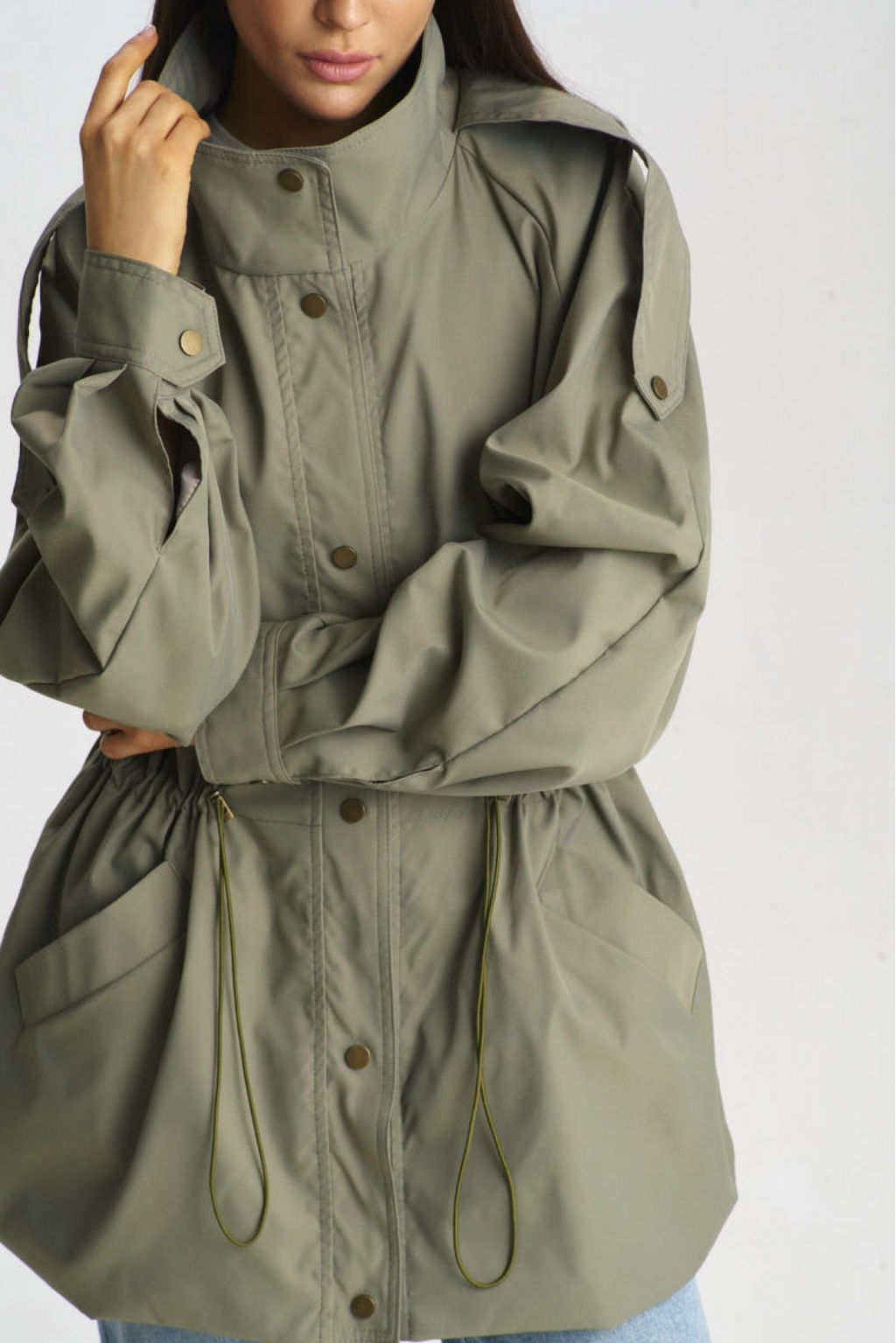Куртка-реглан на кулиске Olive