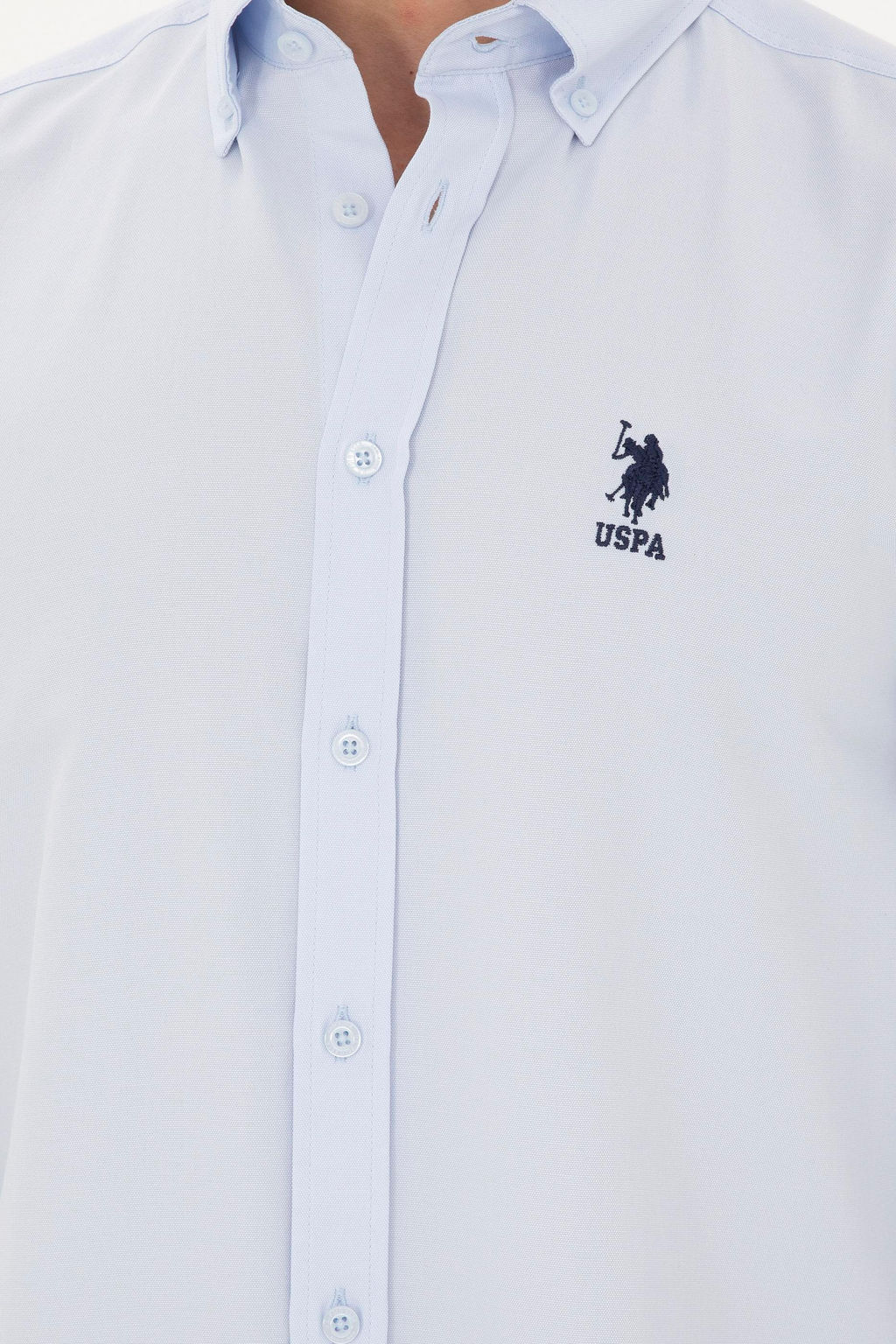 Мужская голубая базовая рубашка с длинным рукавом - U.s. polo assn фото 7