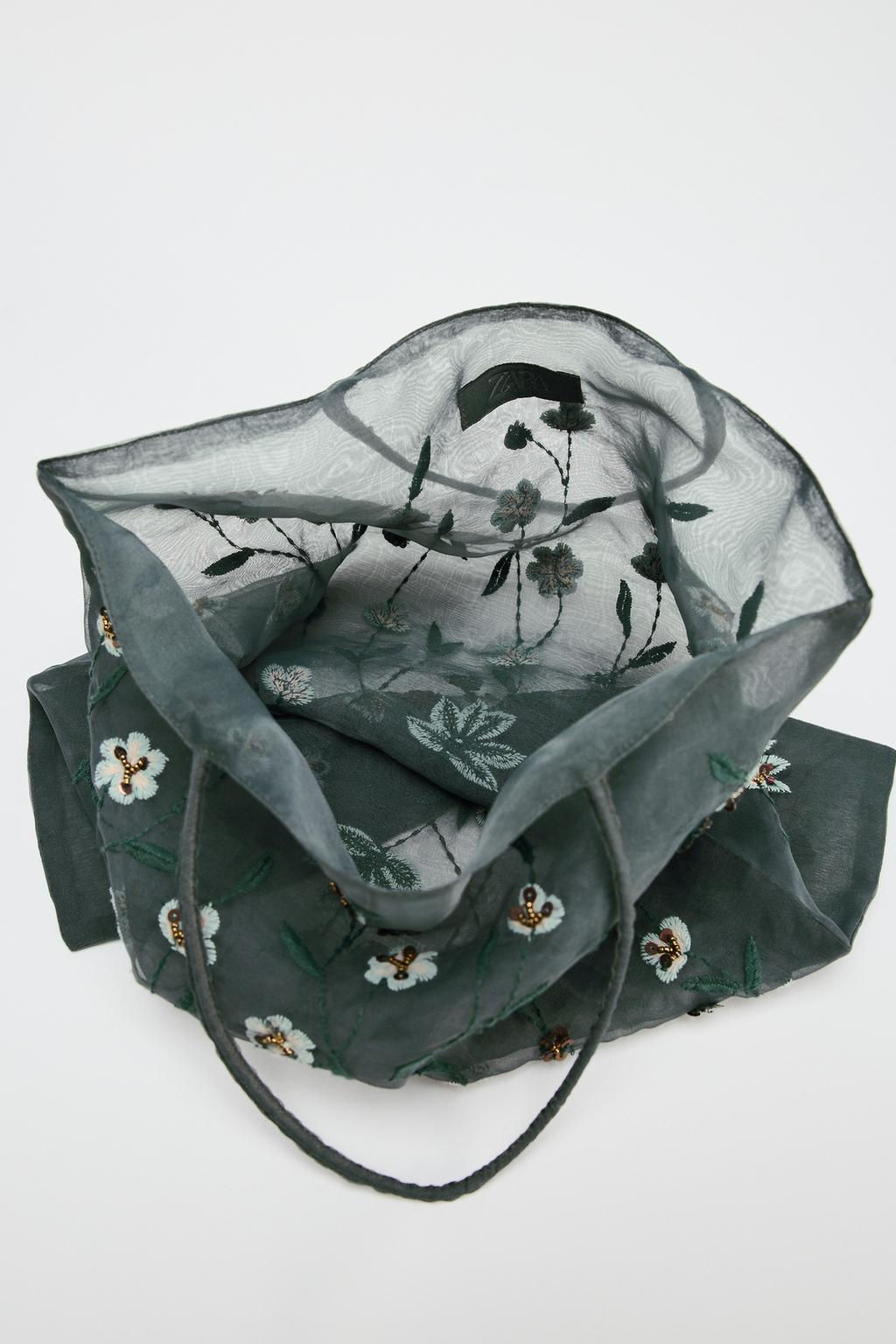 EMBROIDERED FABRIC BAG - Zara фото 6