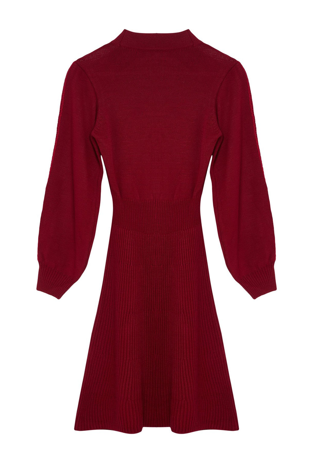 Bordo Mini Triko Dantelli Elbise TWOAW22EL0011