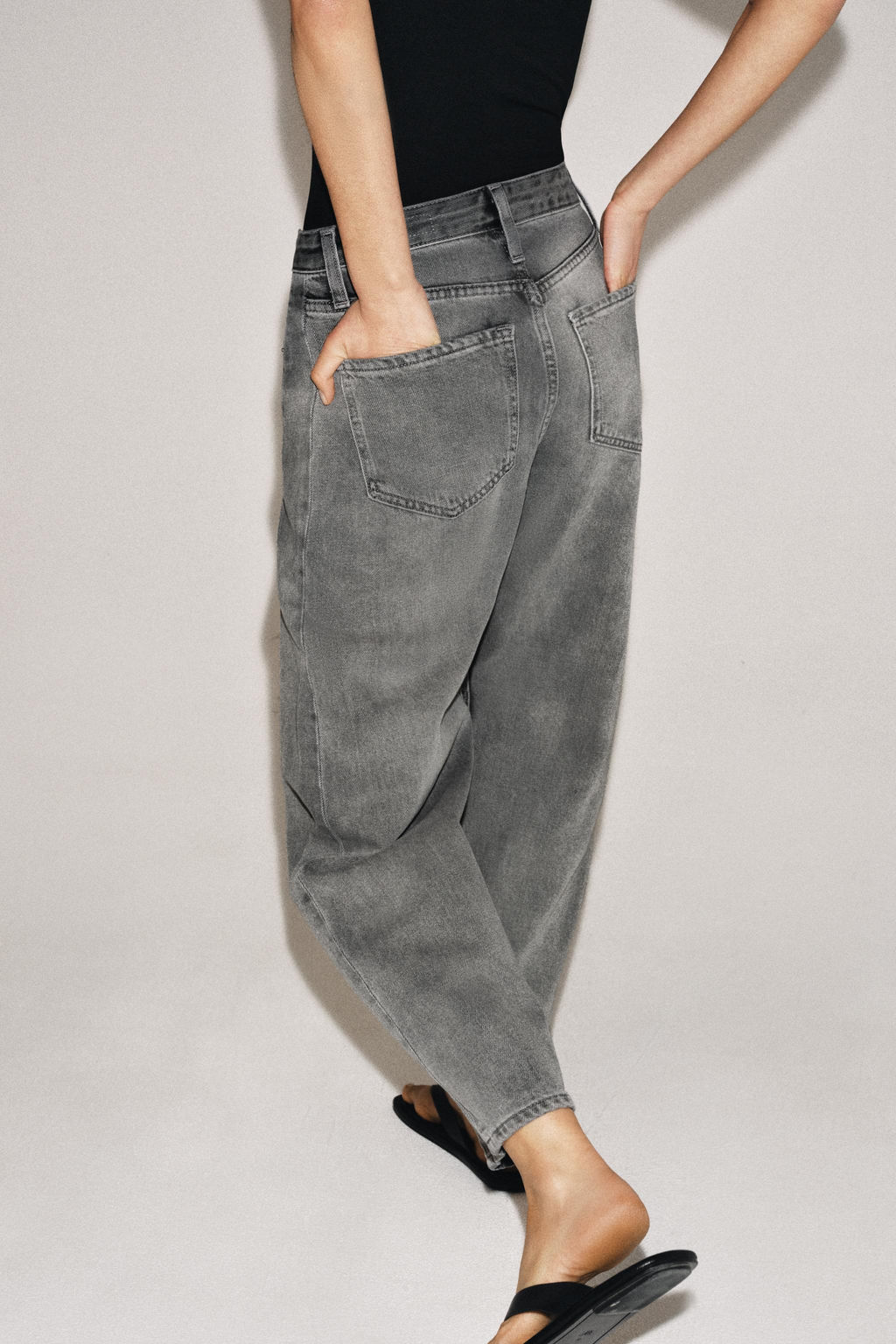 JEANS ZW COLLECTION ANKLE RELAXED TIRO MEDIO / Gris - Zara фото 3