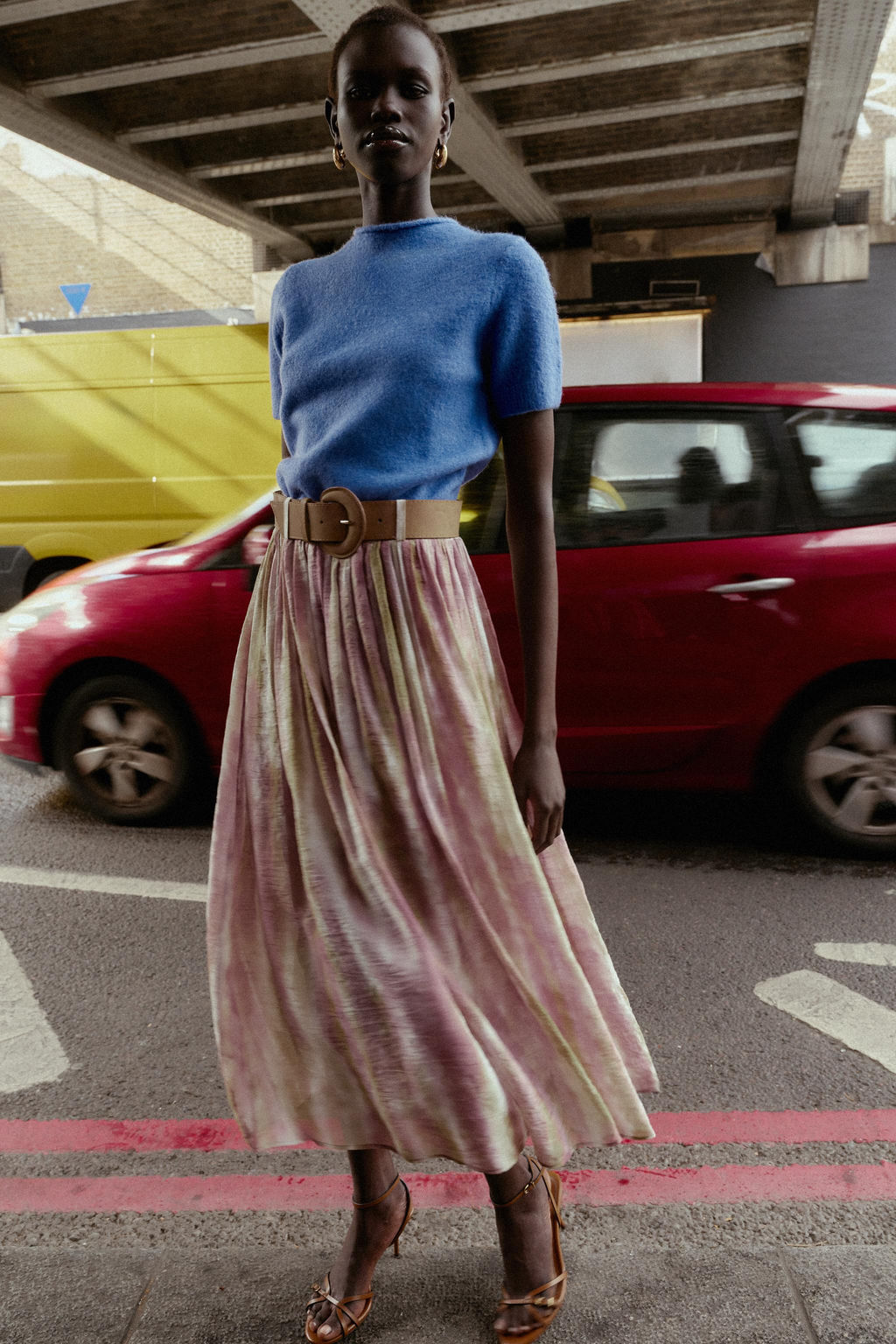 PRINTED MIDI SKIRT WITH BELT - Zara фото 6