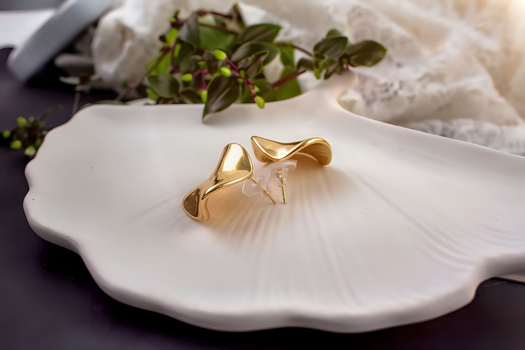 Серьги с эффектом мятого металла Круг  + Подарок