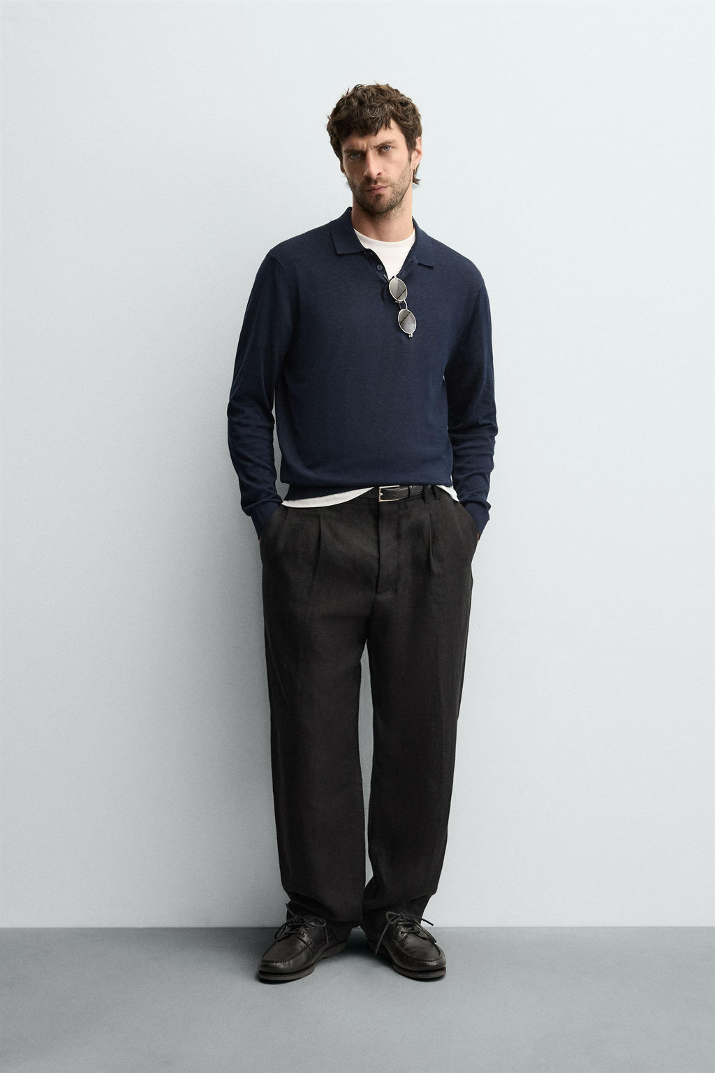 KNIT COTTON-SILK POLO SHIRT