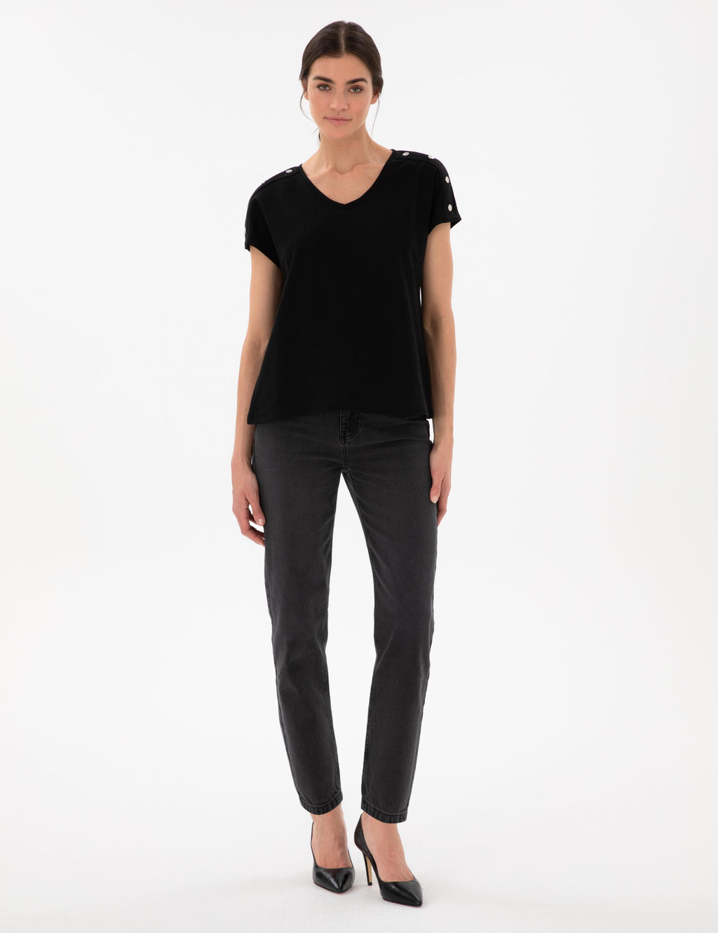 Siyah Regular Fit Ti__rt