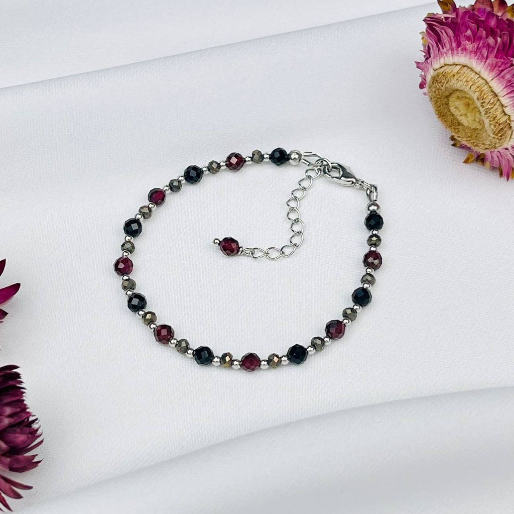 Браслет для Льва из Граната,Пирита и Агата - Радуга самоцветов фото 2