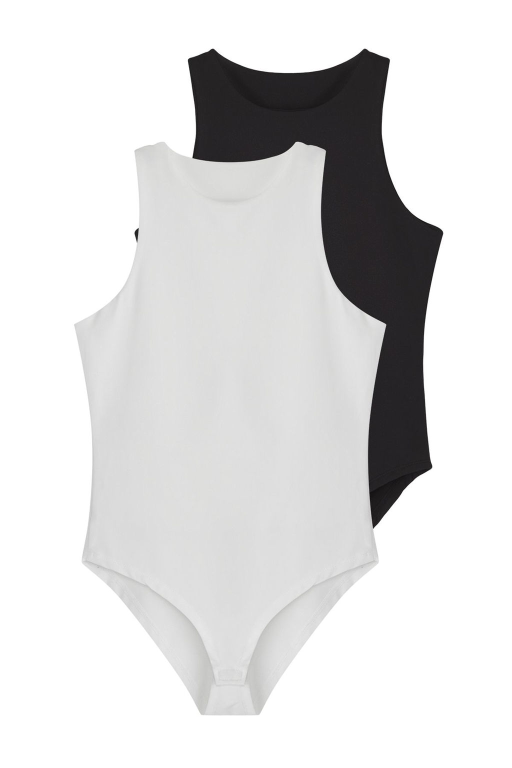 Trendyolmilla Siyah-Beyaz 2li Paket Fitted Bisiklet Yaka Alttan C?tc?tl? Orme Body TWOSS25BD00017  фото 8