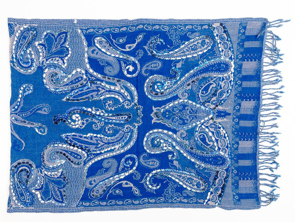 Палантин с вышивкой (шерсть вареная) в ассортименте № Тк906/70 - Ганг фото 2