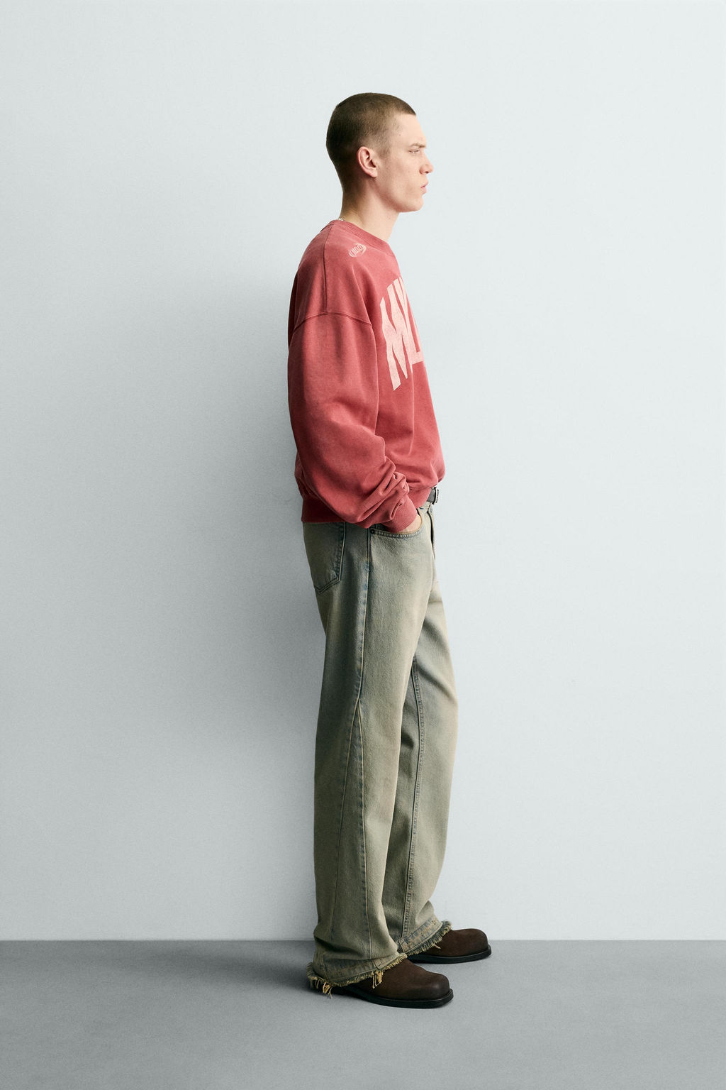 WASHED CONTRAST PRINT SWEATSHIRT - Zara фото 4