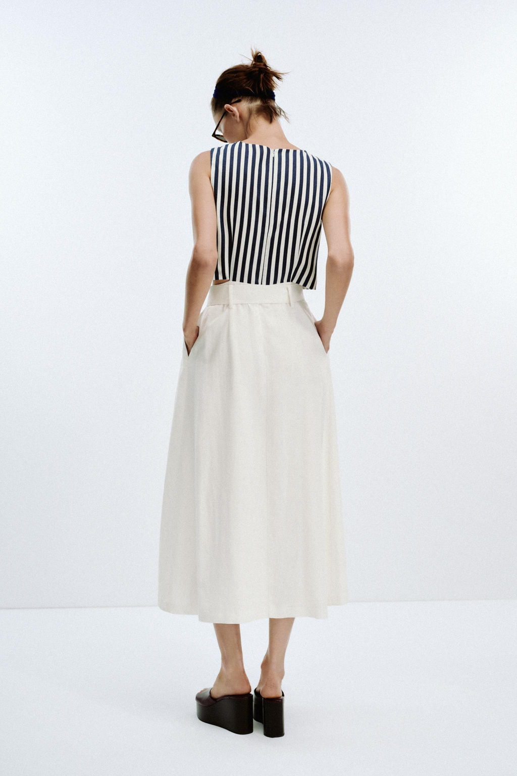 BELTED LINEN BLEND LONG DRESS - Zara фото 3