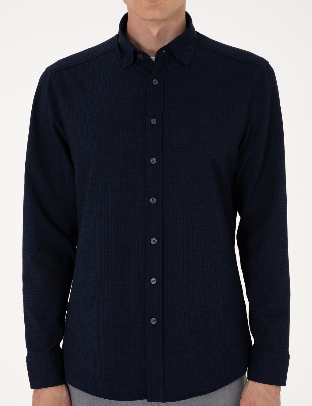 Lacivert Slim Fit Uzun Kollu G_mlek - Pierre cardin фото 6