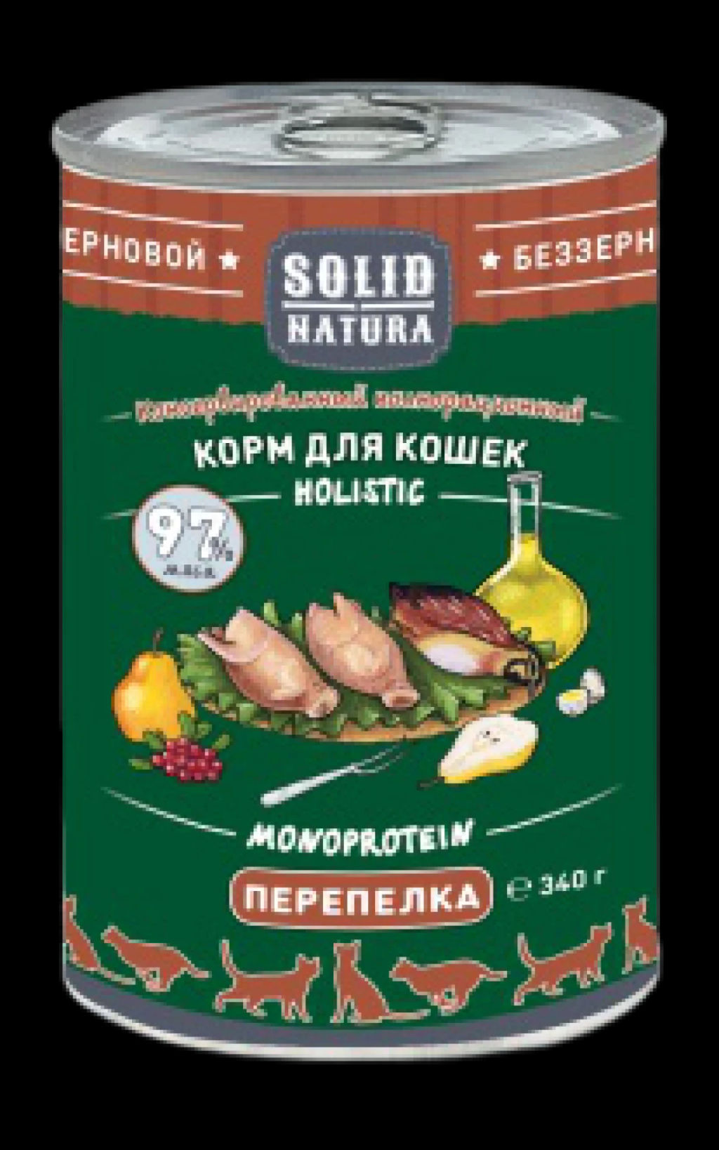 Solid Natura Holistic д/кош. Перепёлка 0,34 кг. ж/б