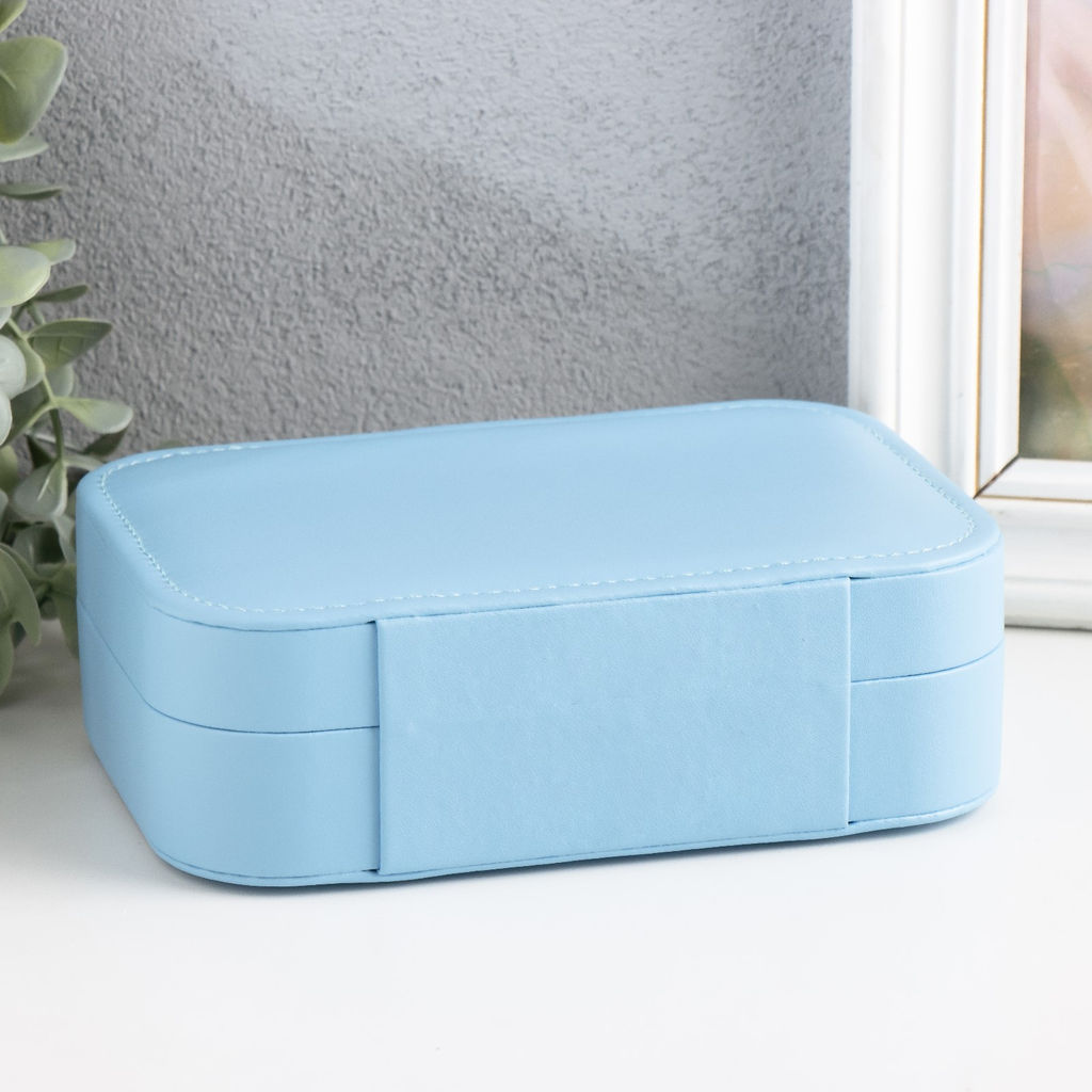 Шкатулка кожзам для украшений Матовая гладь голубая 16х11х5 см - Simaland фото 4