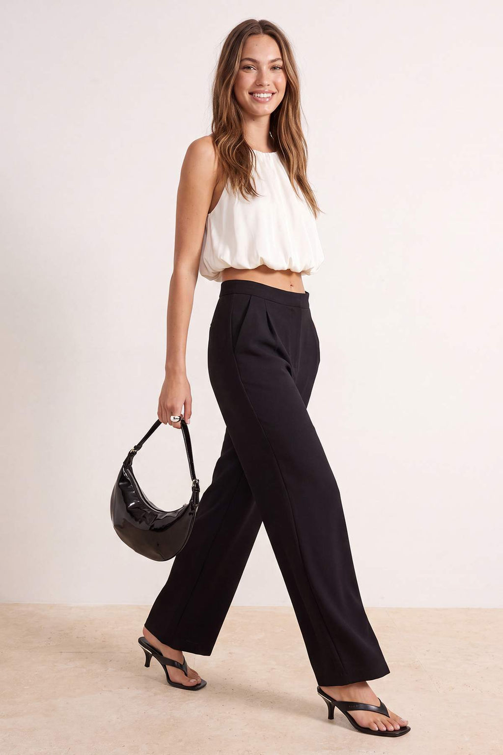 EXCLUSIVE _zel Koleksiyon Siyah Pilili Wide Leg/Geni_ Pa_a Pantolon TWOAW26PL00121 - Trendyolmilla фото 3