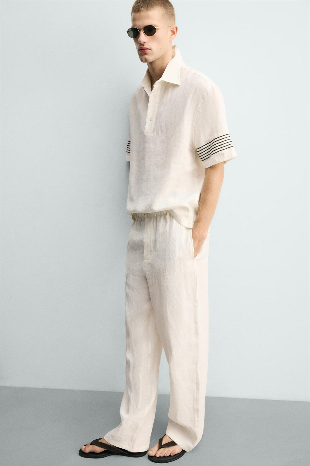 PANTAL?N RELAXED FIT 100% LINO / Crudo