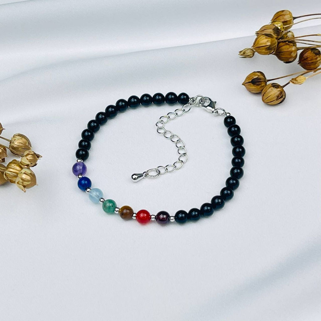 Браслет "7 чакр" из Агата и Самоцветов 16,5 см +