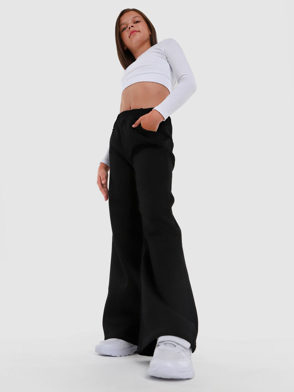 Джинсы-палаццо утеплённые для девочек - Синий мир фото 11