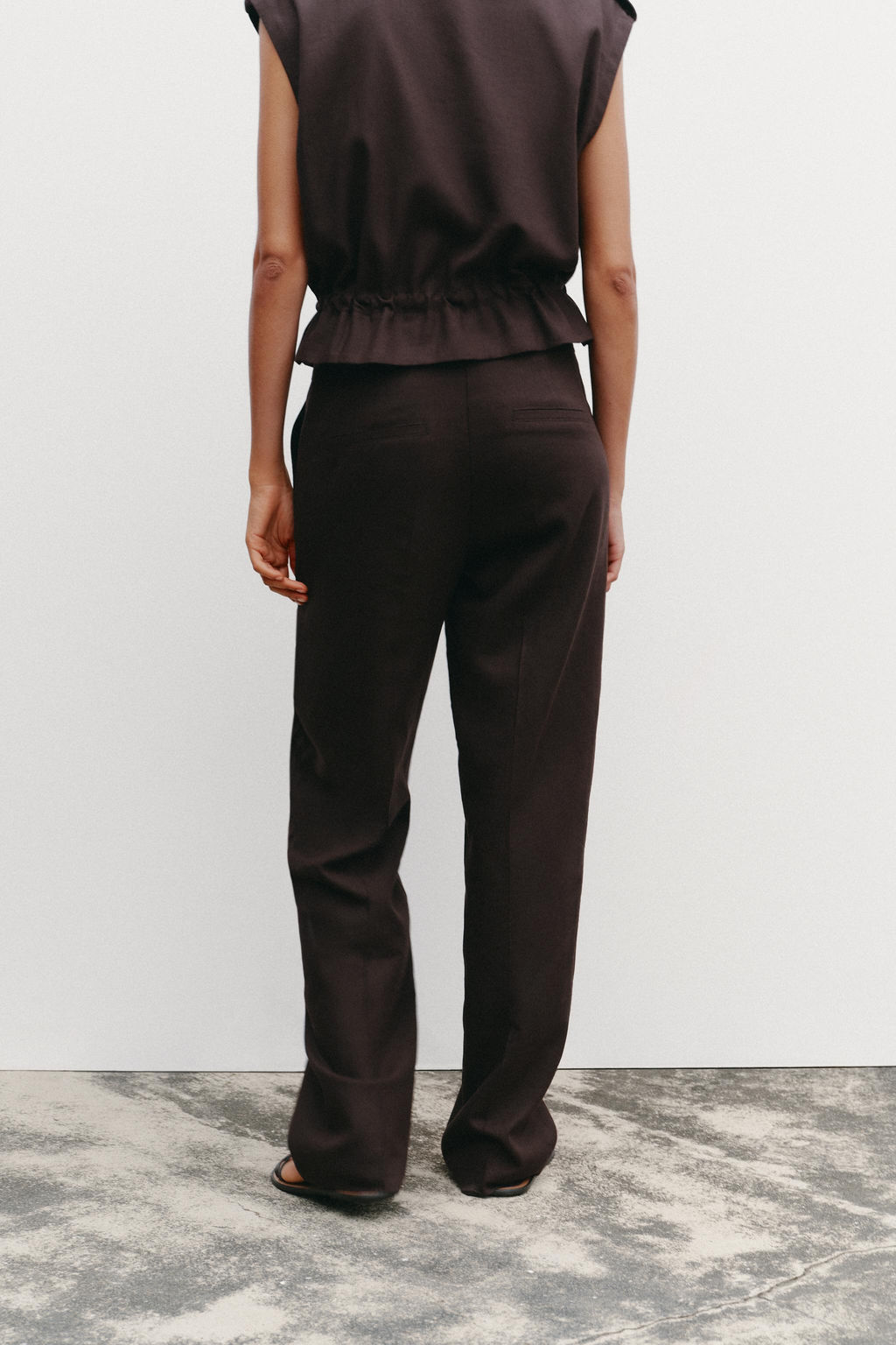 STRAIGHT-LEG LINEN BLEND TROUSERS - Zara фото 4