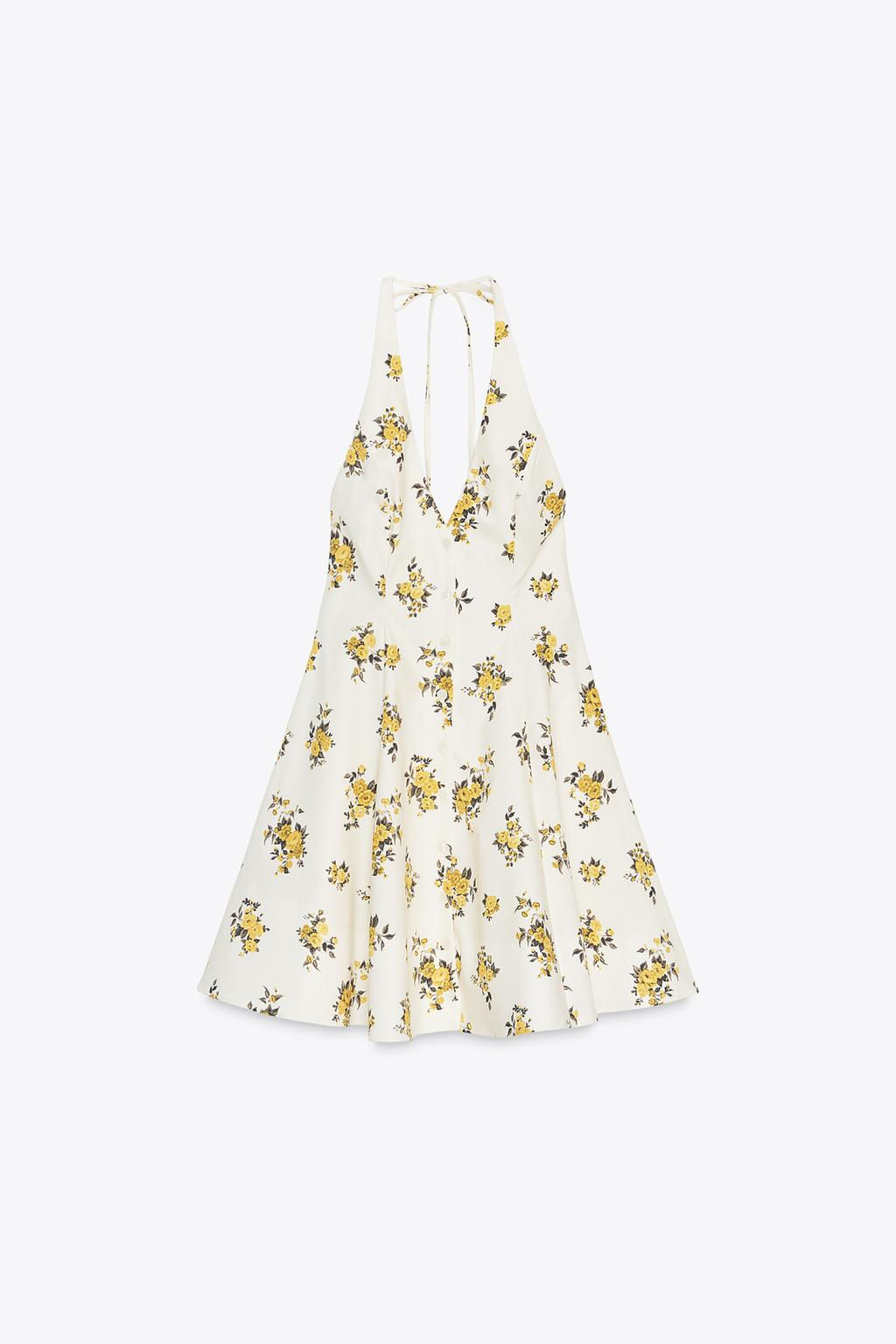 FLORAL PRINT HALTER MINI DRESS - Zara фото 5