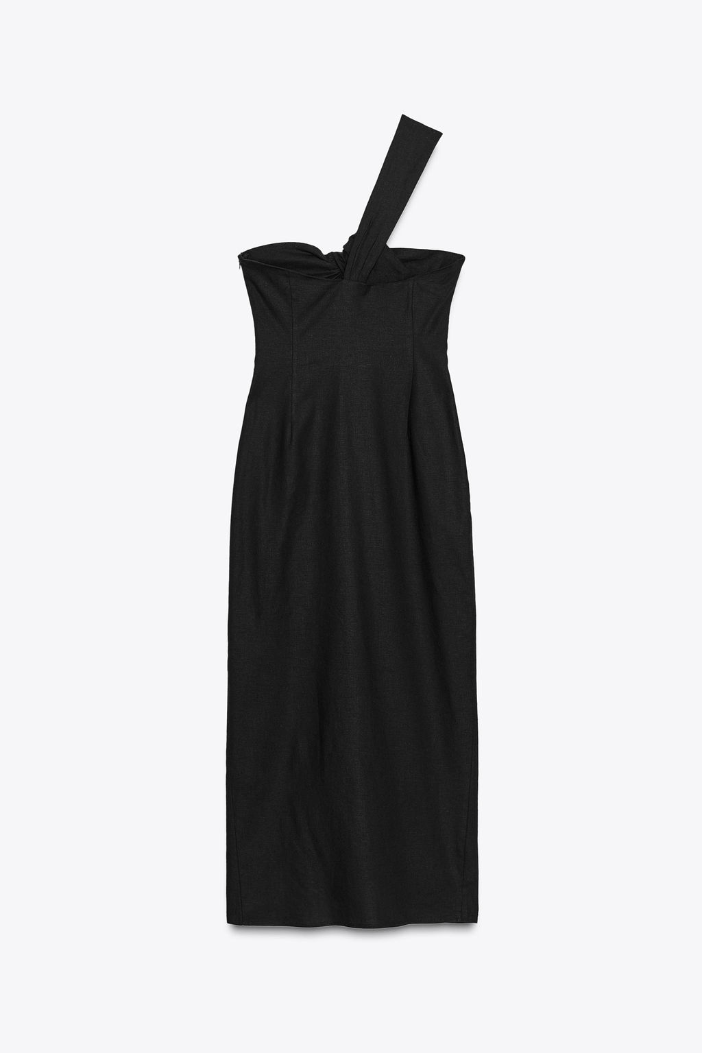 ASYMMETRIC CUT-OUT MIDI DRESS WITH LINEN BLEND - Zara фото 13