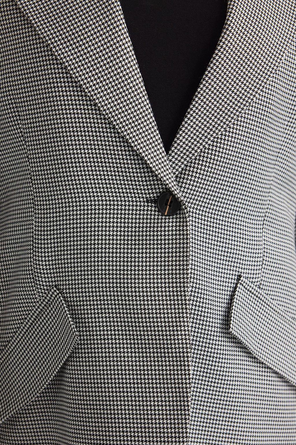 TRENDYOLMILLA Siyah Kaz Ayag? Desenli Fitted Premium Poliviskon Dokuma Blazer Ceket TWOSS25BC00013
