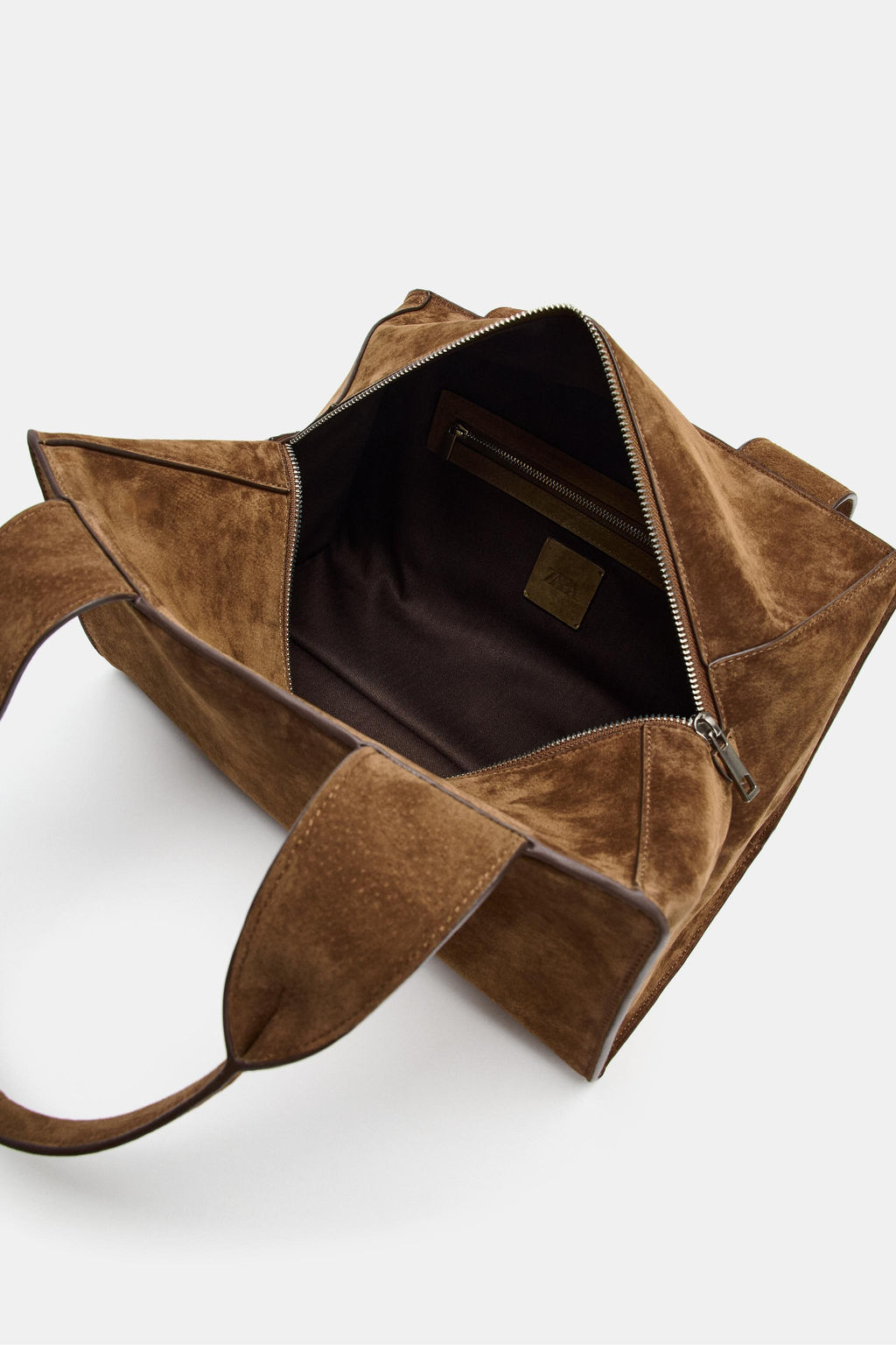 LEATHER SPLIT SUEDE DOUBLE HANDLE BAG - Zara фото 14