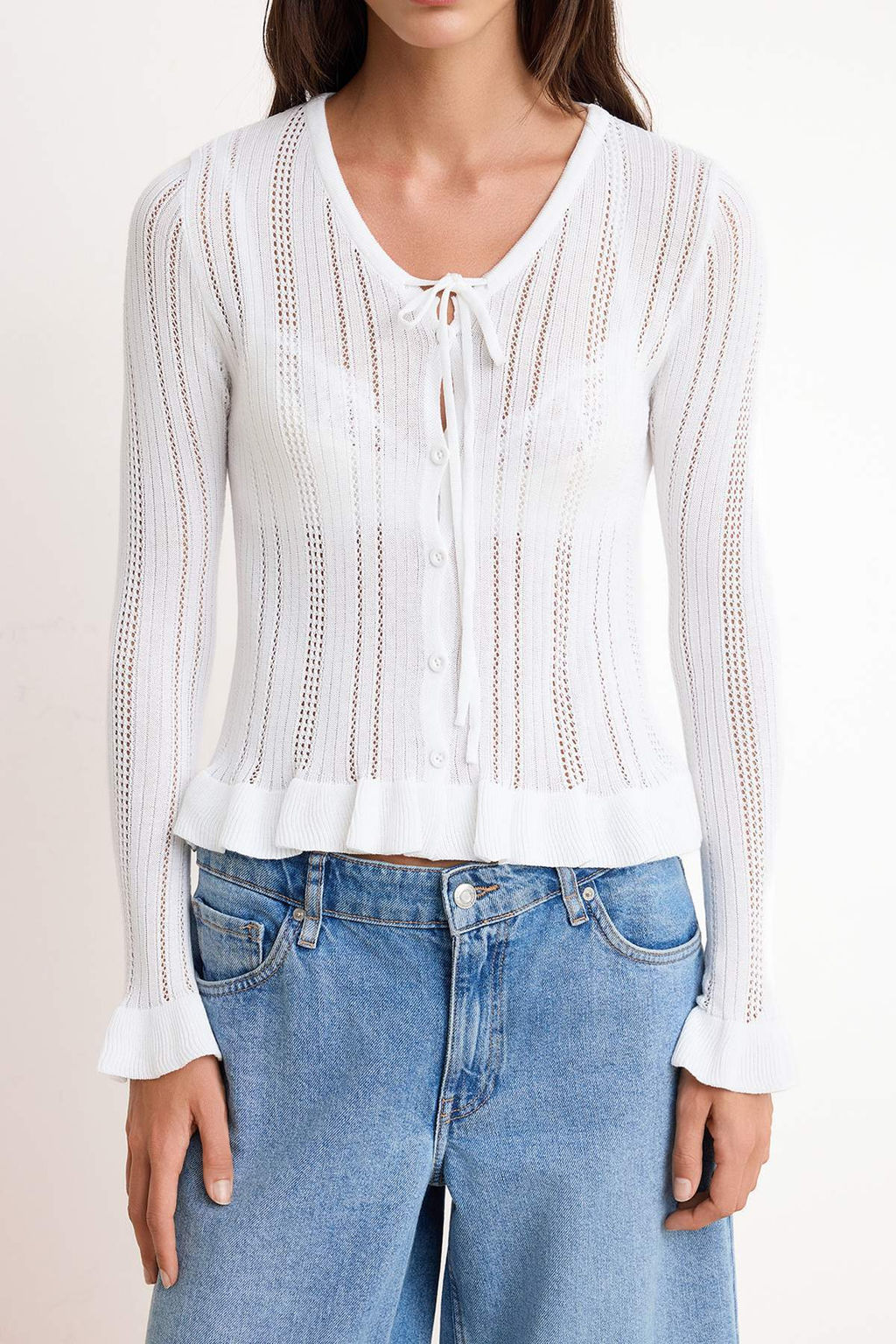 Ekru Bisiklet Yaka Etek Ucu Detayl? Triko H?rka TWOSS26HI00015 - Trendyolmilla фото 3