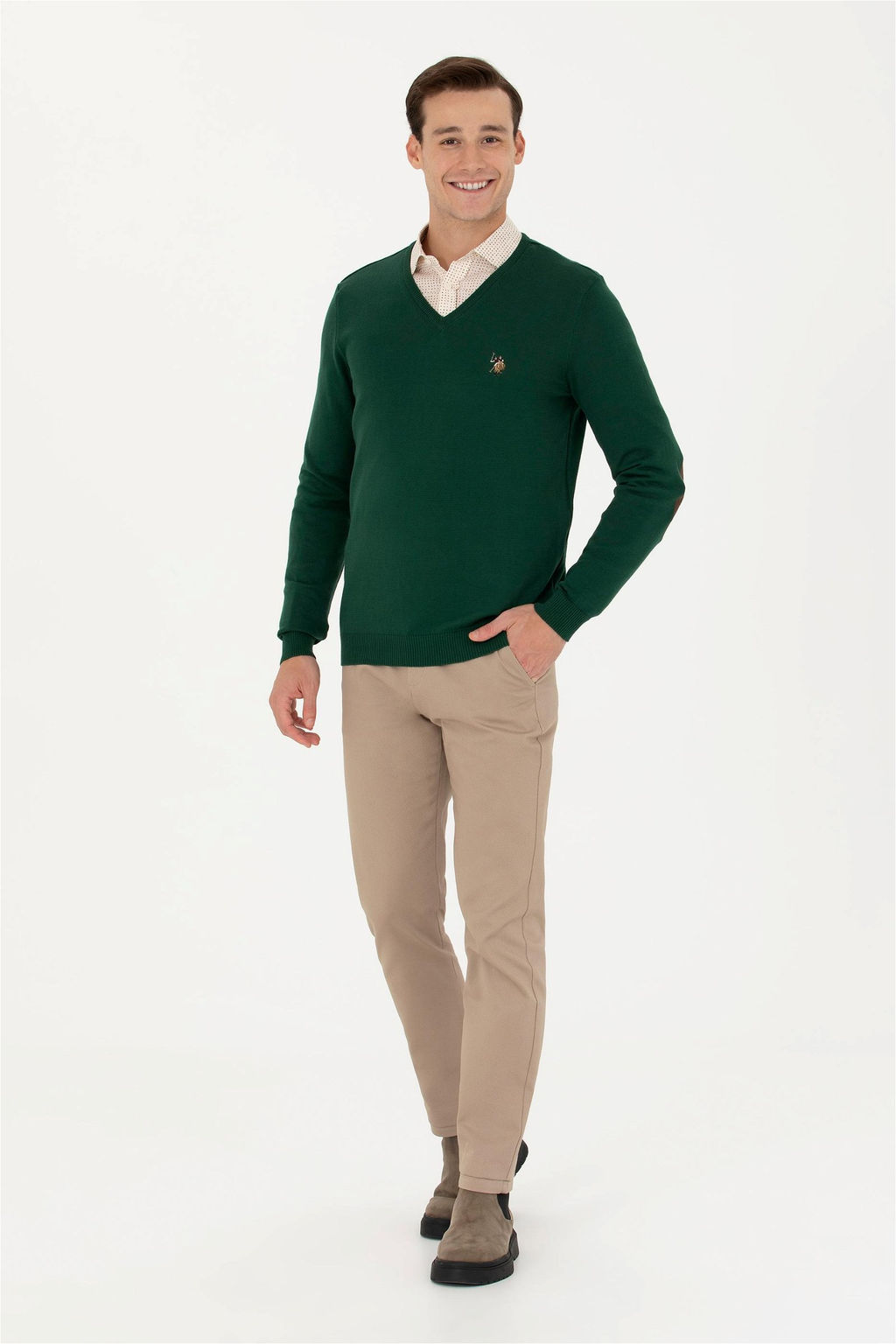 U. S. Polo Assn Мужской зеленый базовый свитер - U.s. polo assn фото 11