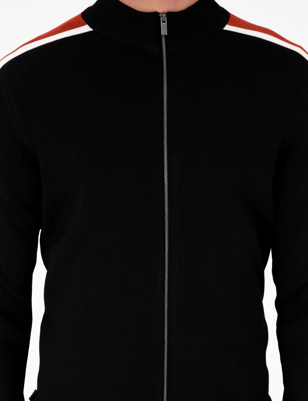 Siyah Slim Fit Y_n Kar___ml_ Fermuarl_ Triko H_rka - Pierre cardin фото 6