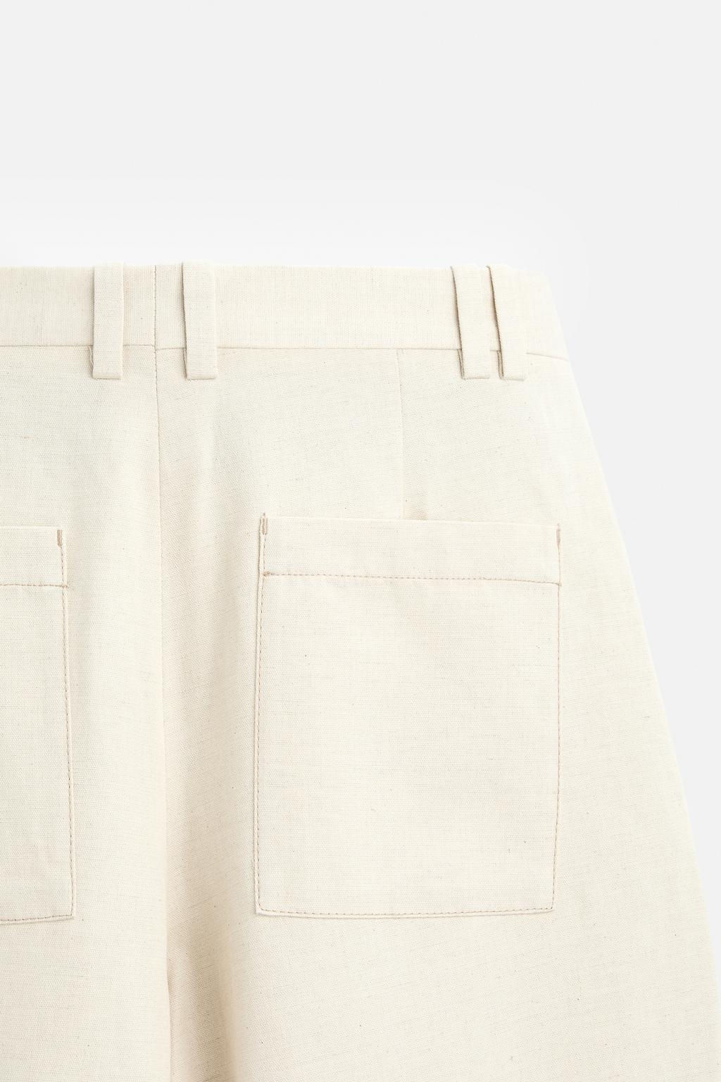 COTTON - LINEN BALLOON FIT TROUSERS - Zara фото 9