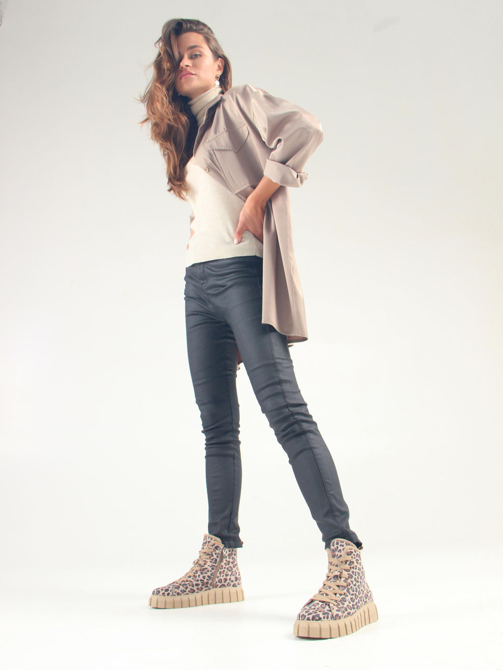 Ботинки 217.91505be.Бежевый леопард/мех