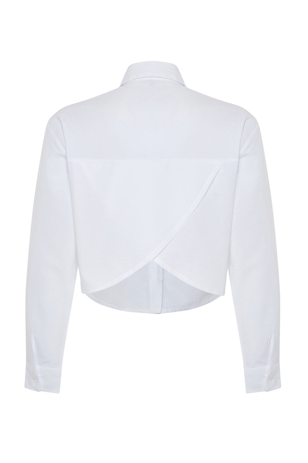 Plaj Giyim Beyaz Dokuma S?rt Dekolteli Crop Gomlek TBESS24GO00012