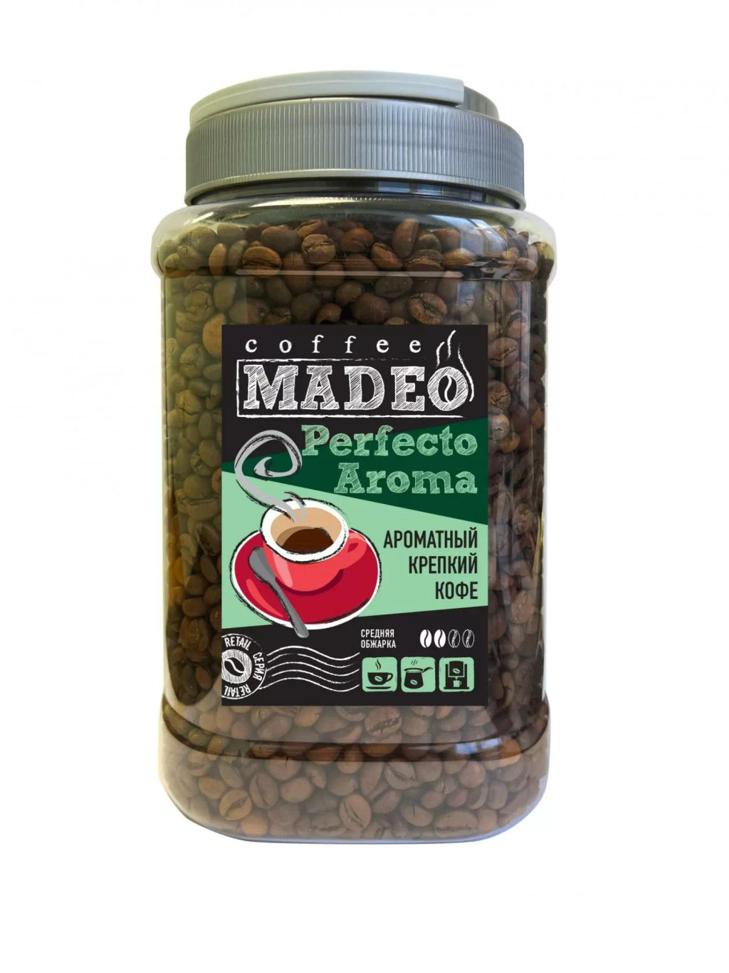Кофе натуральный Perfecto Aroma кофе в зернах 1 кг (банка)