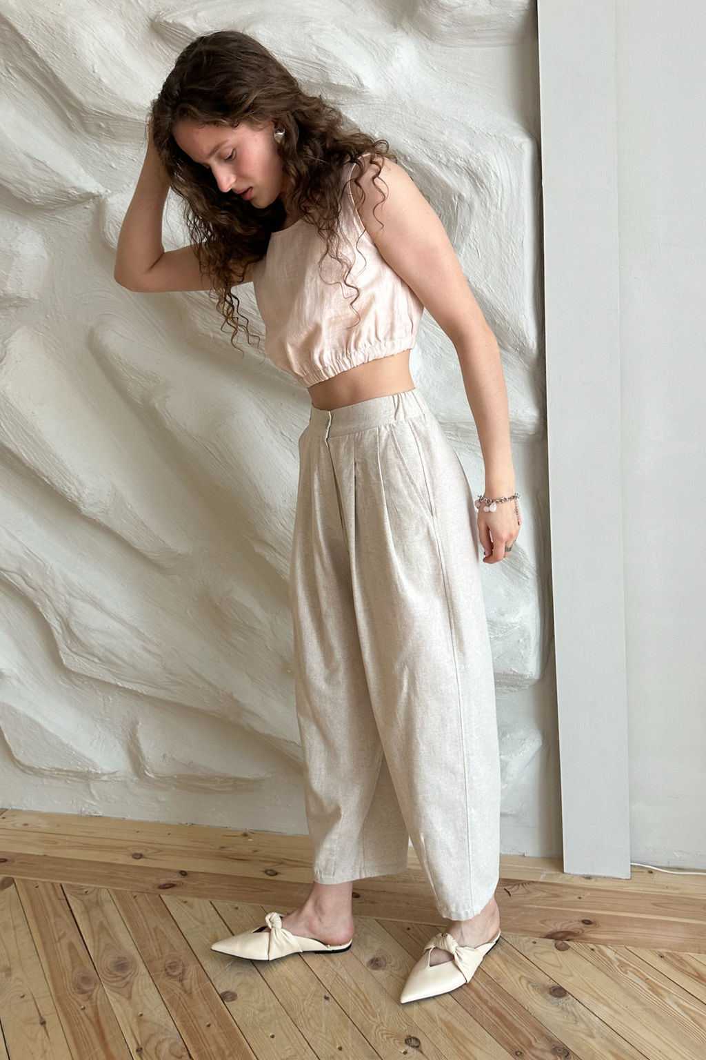 Топ лён PUFF095/01/Крем-брюле - YPSILON фото 3