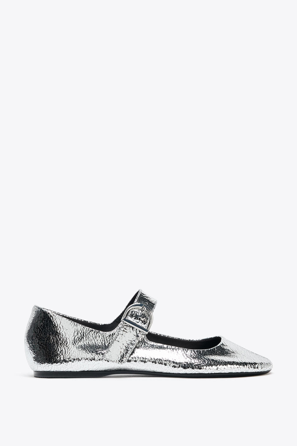 METALLIC LEATHER-EFFECT BALLERINAS - Zara фото 9