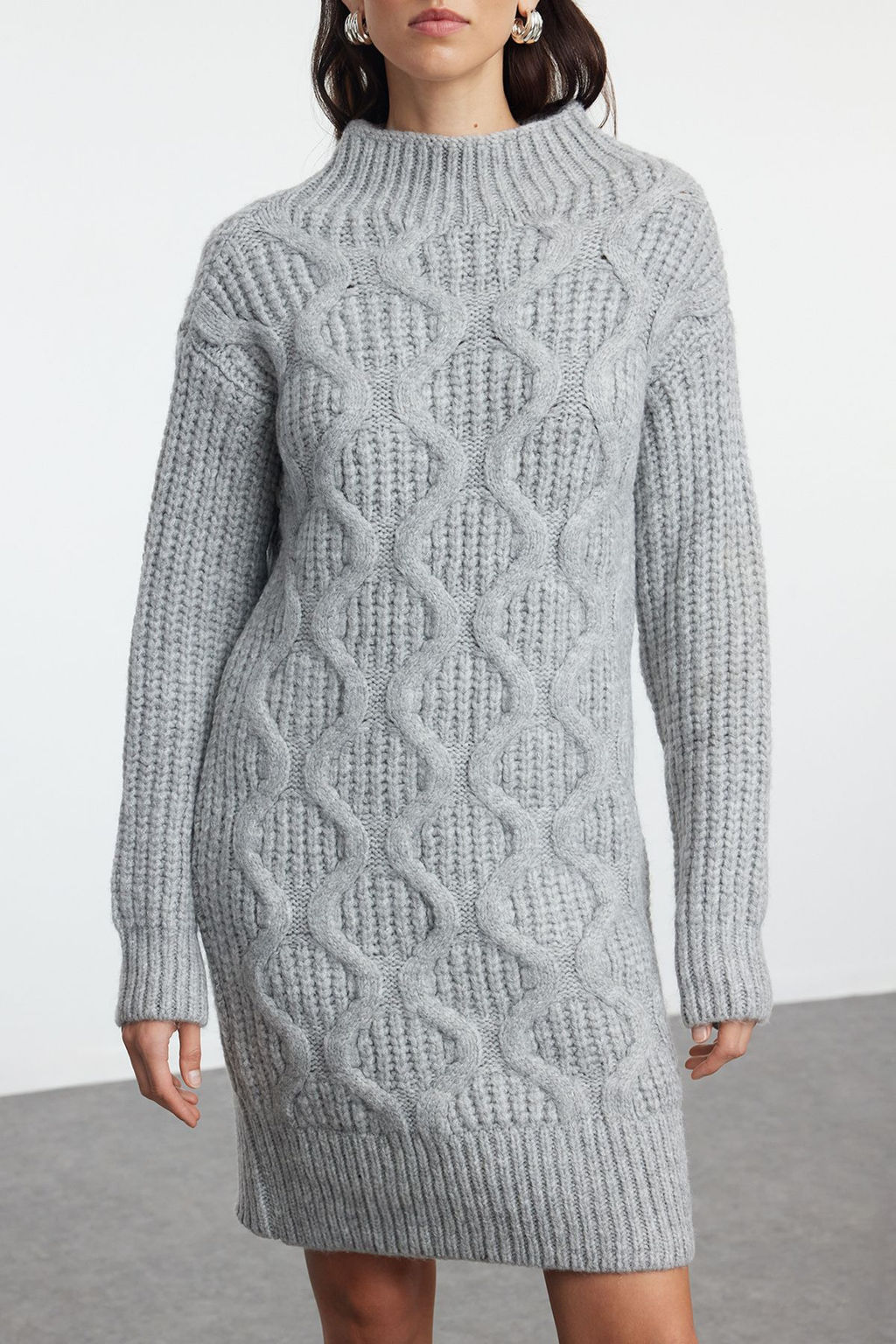 Trendyolmilla Ekru Mini Triko Yumusak Dokulu Sac Orgu Elbise TWOAW25EL00067  фото 3
