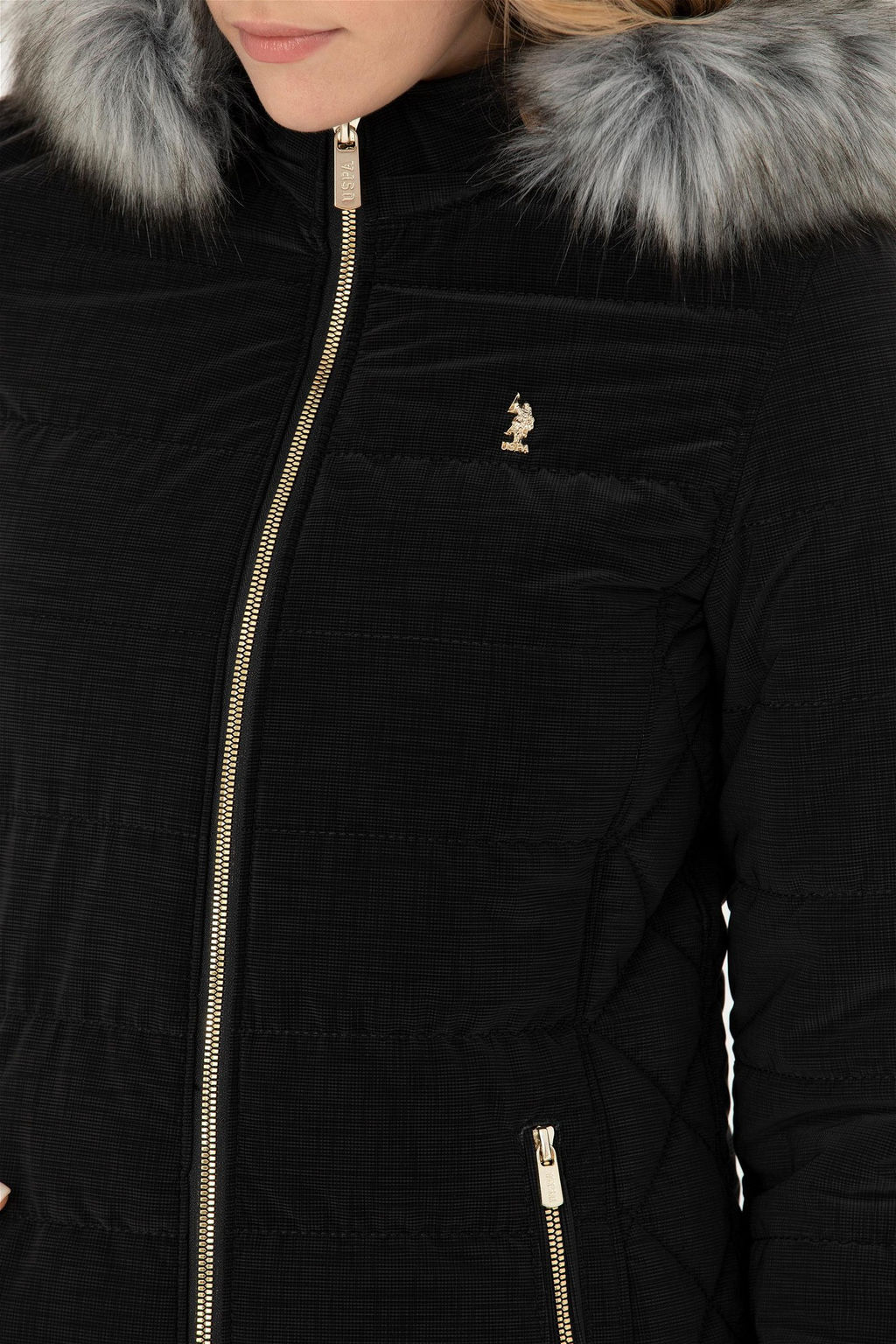 Женская черная кожаная куртка - U.s. polo assn фото 7