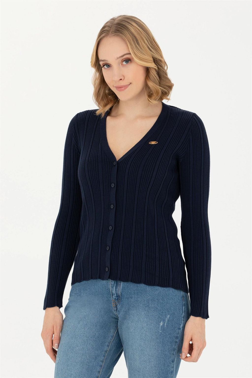 Женский темно-синий базовый трикотажный кардиган - U.s. polo assn фото 11