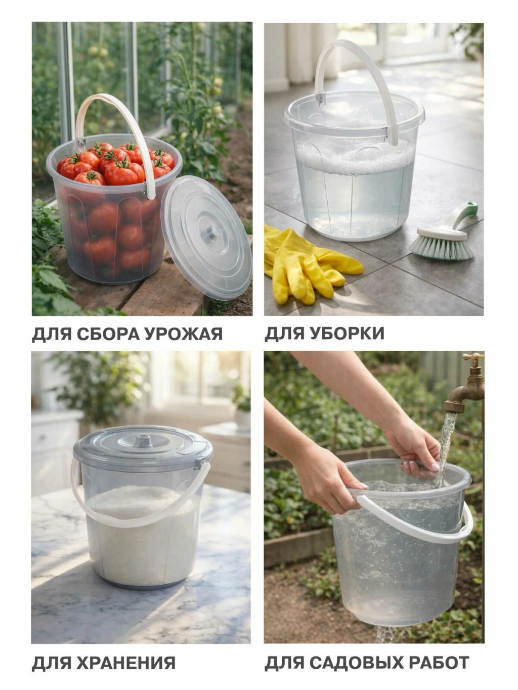 Ведро 7л. Хозяюшка с крышкой М1204 - Альтернатива фото 7